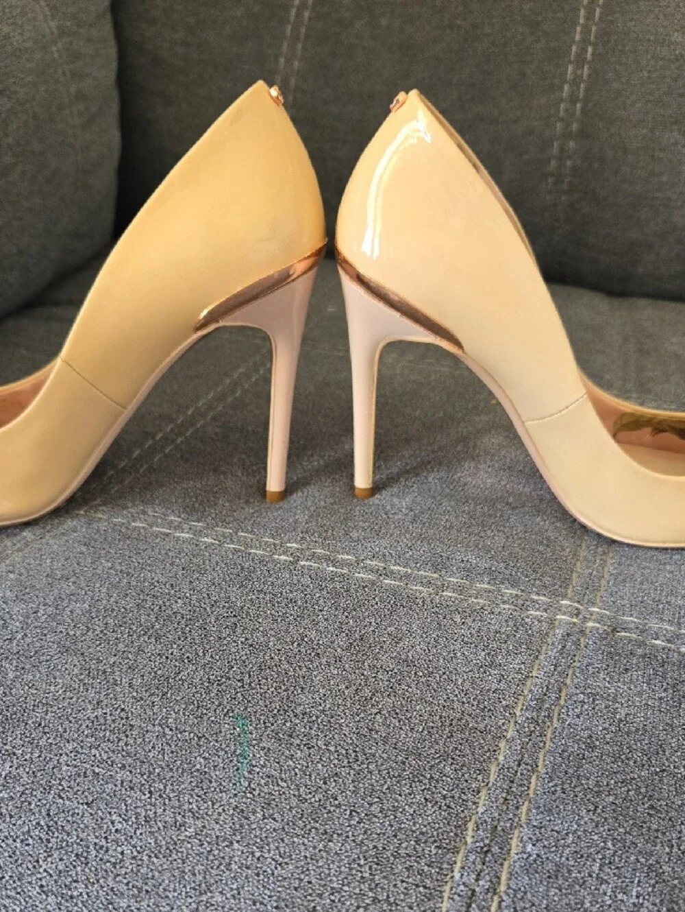 Ted Baker Kawaa Pale Beige Patent Pointed-Toe Stiletto Heels